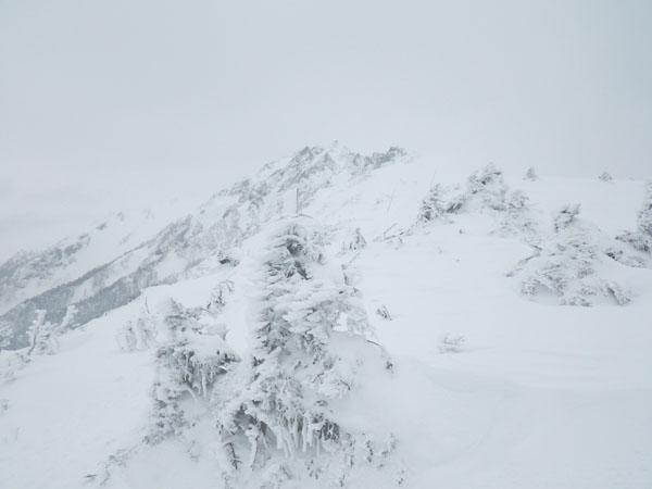 厳しい山の顔を見た